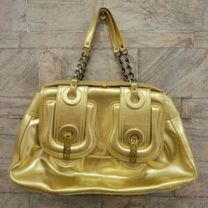 FENDI Gold Mirrored Leather B Shoulder Bag